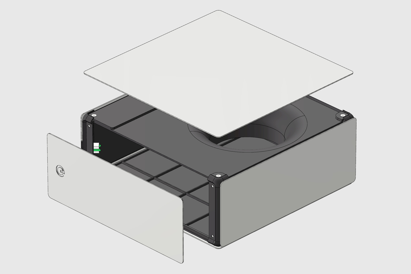 Line drawing perspective render of metal framing assembly