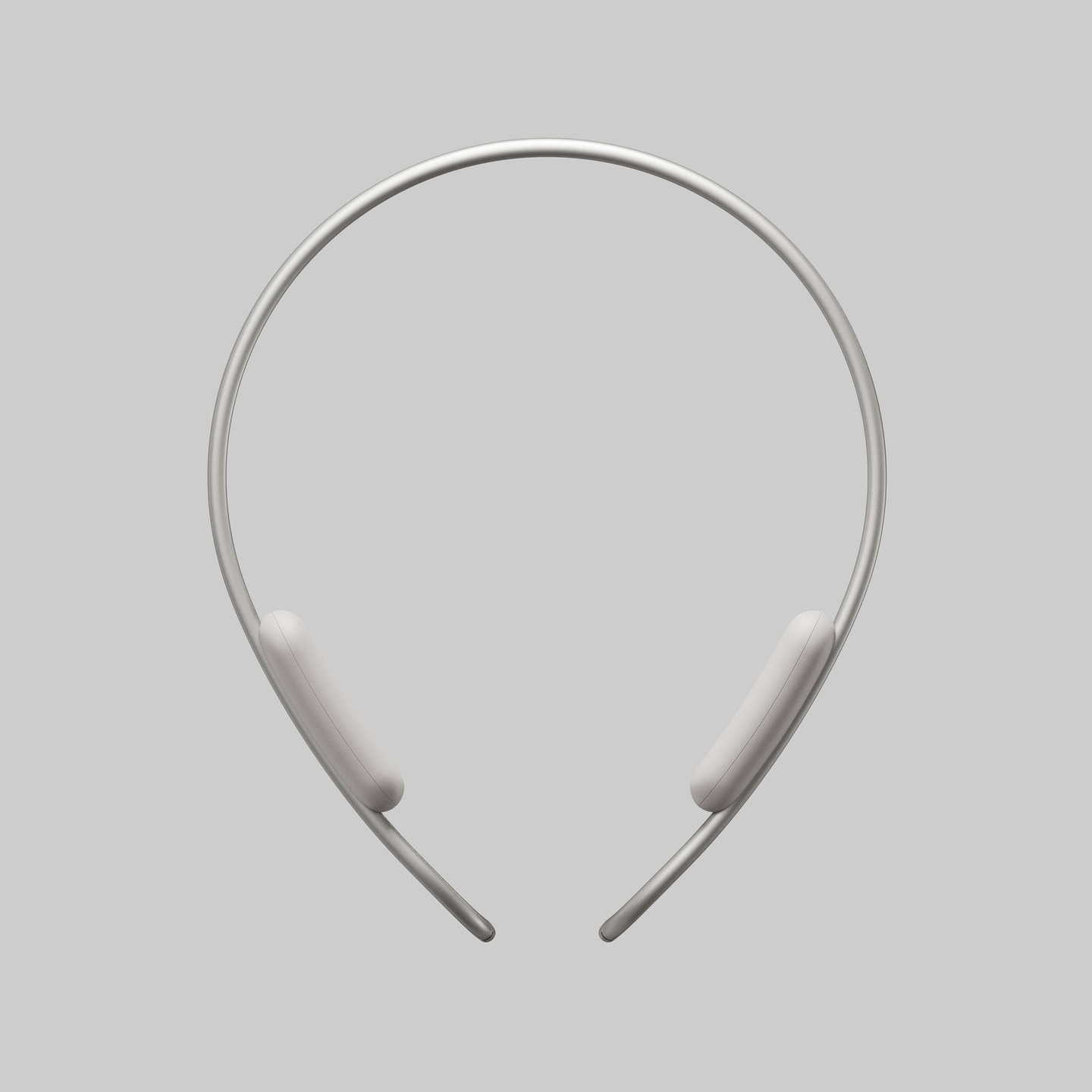 Product render of the flexible grey Clay AI wearable neckband resting against a neutral background