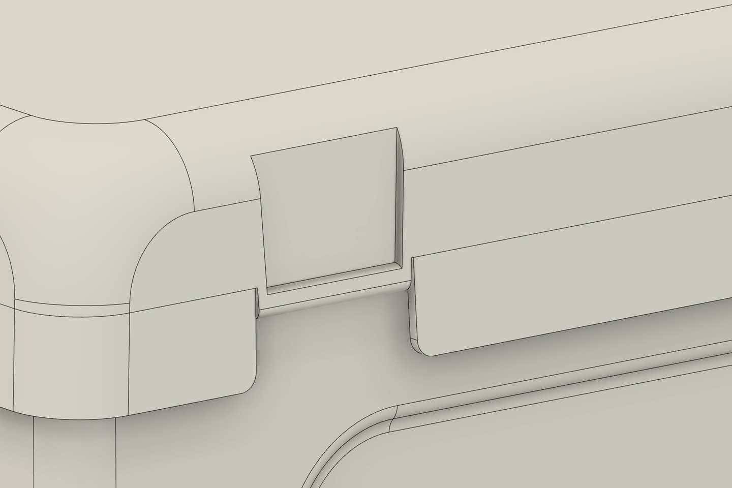 Detailed close-up view of a beige plastic tub lid with secure latch mechanism.